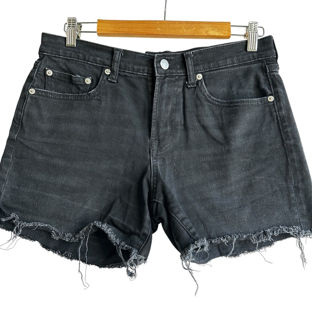 GAP Denim Shorts‎ Black Wash Distressed Frayed Hem Casual Summer Size 28 NWOT